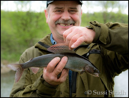 Pappa med sin första flugfångade harr